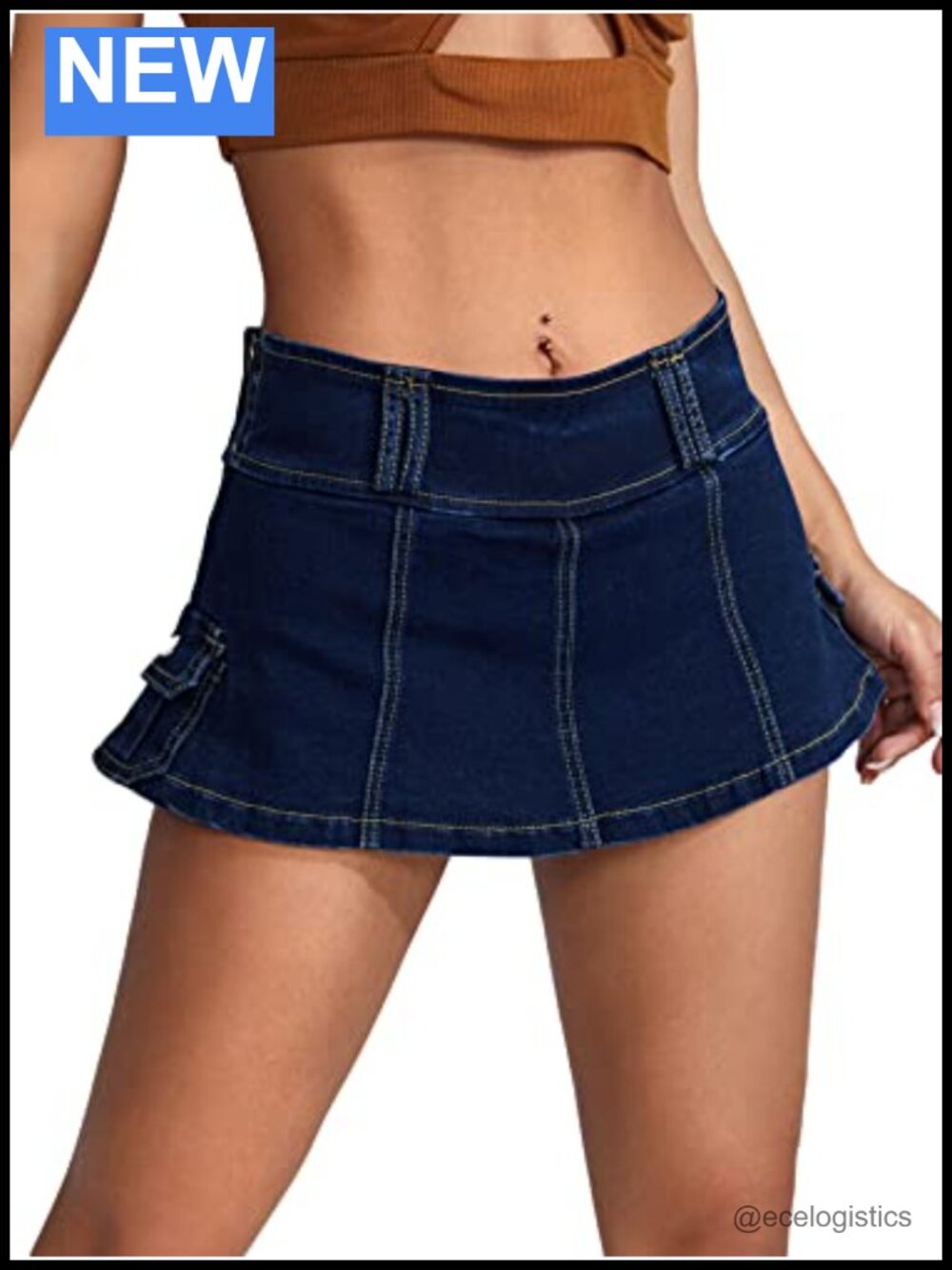 Floerns Women's A-Line Flare Denim Mini Skirt with Pockets